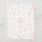 Winter ONEderland Pink & Gold Glitzer 1. Geburtsta Einladung (Rückseite)