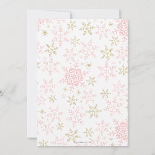 Winter ONEderland Pink & Gold Glitzer 1. Geburtsta Einladung (Rückseite)