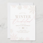 Winter Onederland Pink Gold Glitzer 1. Geburtstag Einladung (Vorderseite)