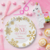 Winter Onederland Pink Gold Snowflake 1. Geburtsta Pappteller (Party)
