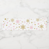 Winter Onederland Pink Gold Snowflakes Geburtstag Wasserflaschenetikett (Einzelnes Label)