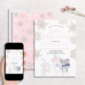 Winter ONEderland Pink Script 1. Geburtstag Einladung