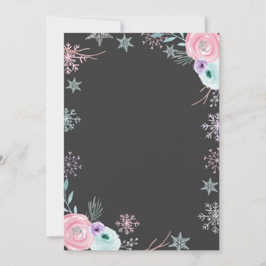 Winter ONEderland Pink Silver Black Erster Geburts Einladung (Rückseite)
