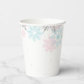Winter Onederland Pink Silver Blue Snowflakes Pappbecher (Rückseite)