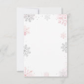 Winter Onederland Pink Silver Erster Geburtstag Dankeskarte (Rückseite)