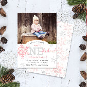 Winter ONEderland Pink Silver Glitzer 1. Geburtsta Einladung