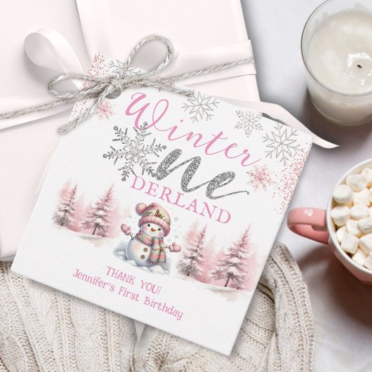 Winter Onederland Pink Silver Glitzer 1. Geburtsta Geschenkanhänger