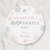 Winter Onederland Pink Silver Glitzer 1. Geburtsta Geschenkanhänger (Vorderseite)