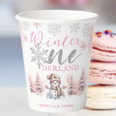 Winter Onederland Pink Silver Glitzer 1. Geburtsta Pappbecher