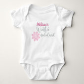 Winter Onederland Pink Silver Snowflake Baby Strampler (Vorderseite)