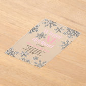 Winter Onederland Pink Silver Snowflake Geburtstag Acryleinladungen (Ablage )