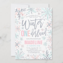 Winter ONEderland Pink Silver Snowflake Geburtstag