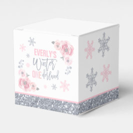 Winter ONEderland Pink Silver Snowflake Geburtstag Geschenkschachtel