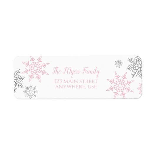 Winter Onederland Pink Silver Snowflake Label (Vorne)