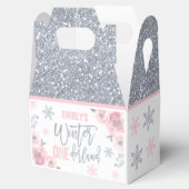 Winter ONEderland Pink Silver Snowflake Party Geschenkschachtel (Geöffnet)