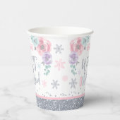 Winter ONEderland Pink Silver Snowflake Party Pappbecher (Rechts)