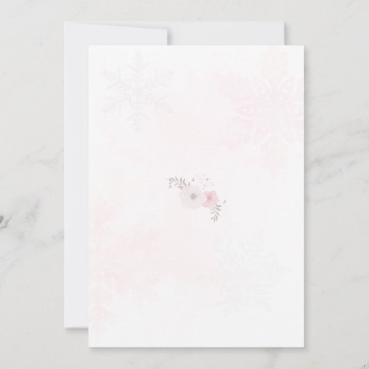 Winter ONEderland Pink Snowflake 1. Einladung (Rückseite)