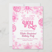 Winter Onederland Pink Snowflake Erster Geburtstag Dankeskarte (Vorderseite)