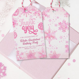 Winter Onederland Pink Snowflake Erster Geburtstag Geschenkanhänger