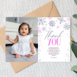 Winter ONEderland Pink Snowflake Geburtstagsparty Dankeskarte<br><div class="desc">Dies ist eine Winter ONEderland Pink Snowflake Geburtstagsparty Dankeschön Card!</div>