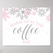 Winter Onederland Pink Snowflake Kaffee Bar Poster (Vorne)