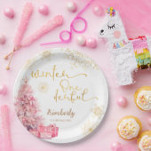Winter Onederland Pink und Gold Snowflake Pappteller (Party)