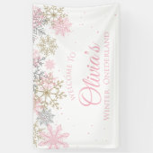 Winter Onederland Pink und Gold Willkommens-Banner Banner (Vertikal)