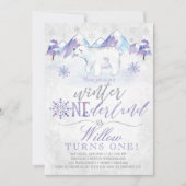 Winter ONEderland Polar Bär Geburtstagseinladung Einladung (Vorderseite)