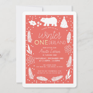 Winter ONEderland Polar Bär Geburtstagseinladung Feiertagskarte