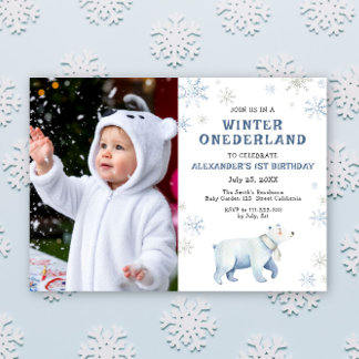 Winter Onederland Polar Bear 1. Geburtstag Einladung