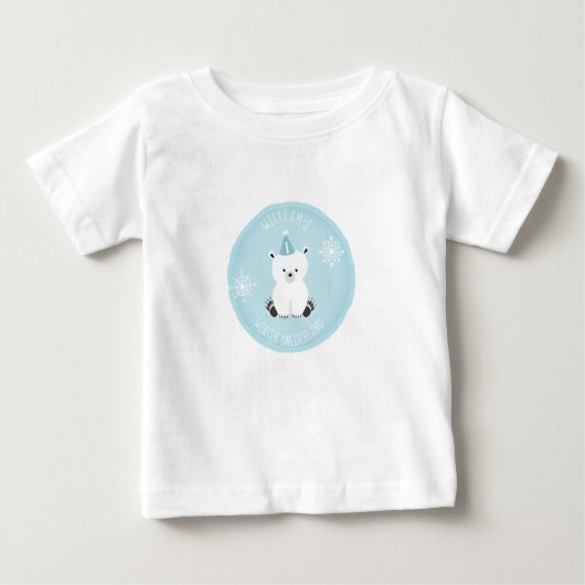 Winter Onederland Polar Bear Blue Erster Geburtsta Baby T-shirt (Vorderseite)