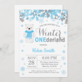 Winter Onederland Polar Bear Boy 1. Geburtstag Einladung (Vorne/Hinten)