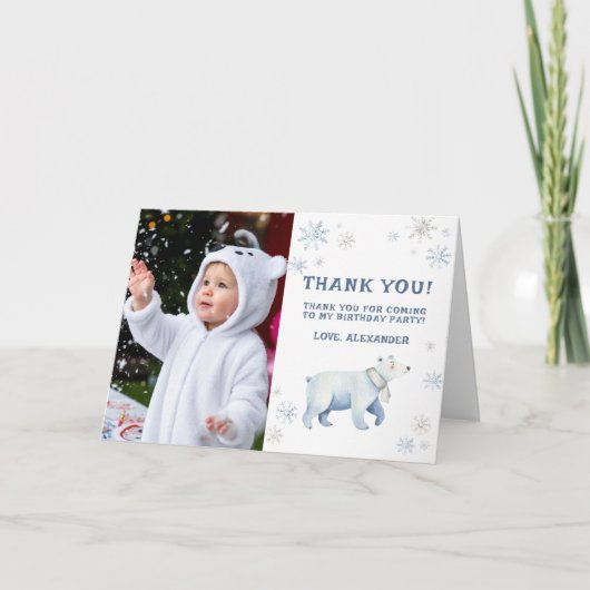 Winter Onederland Polar Bear Geburtstag Vielen Dan Dankeskarte (Vorderseite)