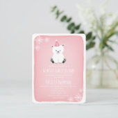 Winter Onederland Polar Bear Pink Erster Geburtsta Einladung (Stehend Vorderseite)