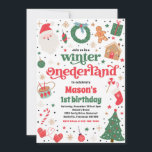 Winter ONEderland Red Christmas Geburtstagsparty Einladung<br><div class="desc">Winter ONEderland Red Christmas Geburtstagsparty Einladung</div>