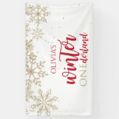 Winter ONEderland Red Gold Glitzer Snowflakes Banner (Vertikal)