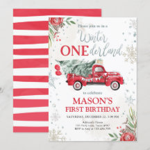 Winter Onederland Red Truck Erster Geburtstag