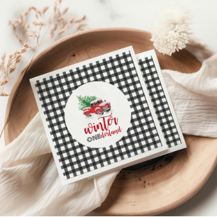 Winter Onederland Red Truck Erster Geburtstag Serviette
