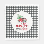Winter Onederland Red Truck Erster Geburtstag Serviette (Vorderseite)