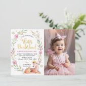 Winter Onederland Reindeer zum Geburtstag Einladun Einladung (Stehend Vorderseite)