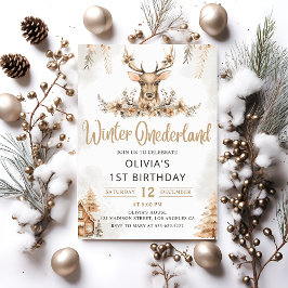 Winter Onederland Rentier Weihnachten Geburtstag Einladung