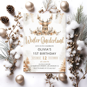 Winter Onederland Rentier Weihnachten Geburtstag Einladung