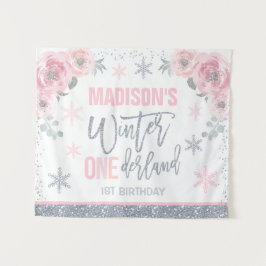 Winter ONEderland Rosa 1. Geburtstagsdekorationen Wandteppich