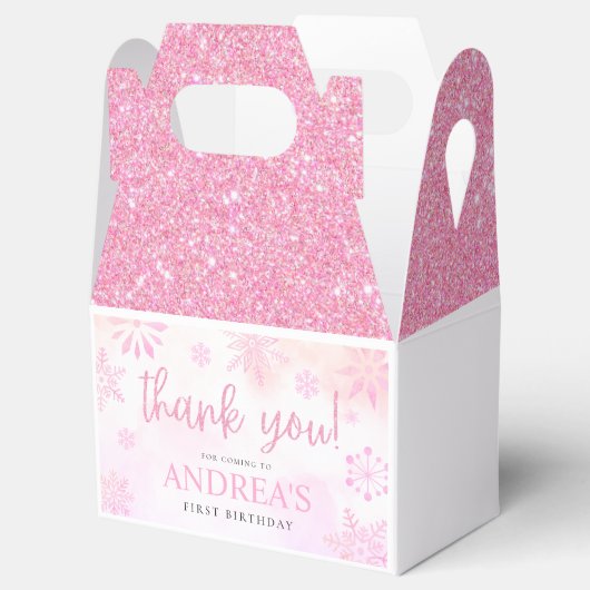 Winter ONEderland Rosa Glitzer Schneeflocke 1st Bd Geschenkschachtel (Geöffnet)