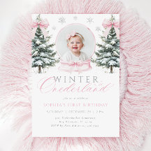 Winter ONEderland Rosa Schleife Erster Geburtstag