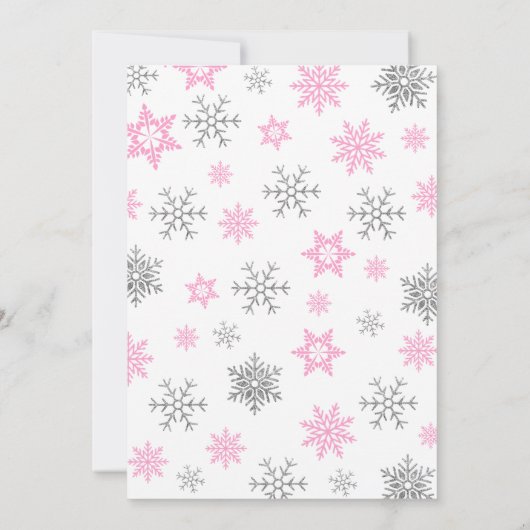 Winter Onederland | Rosa Schneeflocke 1. Geburtsta Einladung (Rückseite)