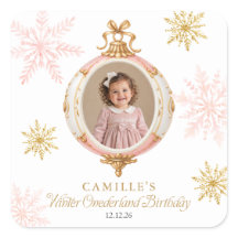 Winter ONEderland Rosa Schneeflocken-Foto-Sticker