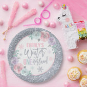Winter ONEderland Rosa und Silber Dekorationen Pappteller (Party)