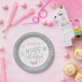 Winter ONEderland rosa und silberner Pappteller (Party)