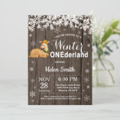 Winter Onederland Rustic Deer 1. Geburtstag Einladung (Stehend Vorderseite)